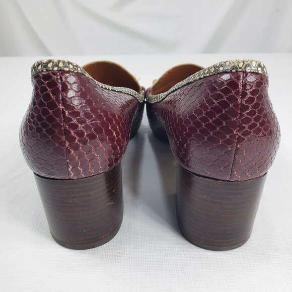 Tory Burch Women's White Pump Heels Jessa Leather Snake Print Slip-On Size 6M - Picture 8 of 11